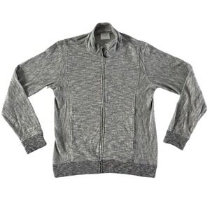 Billy Reid Full Zip Sweatshirt Sweater Mens M Gray French Terry Mock Neck Peru